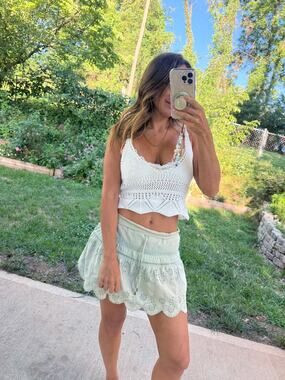 Sunday Honey Reworked Eyelet Mini Skirt